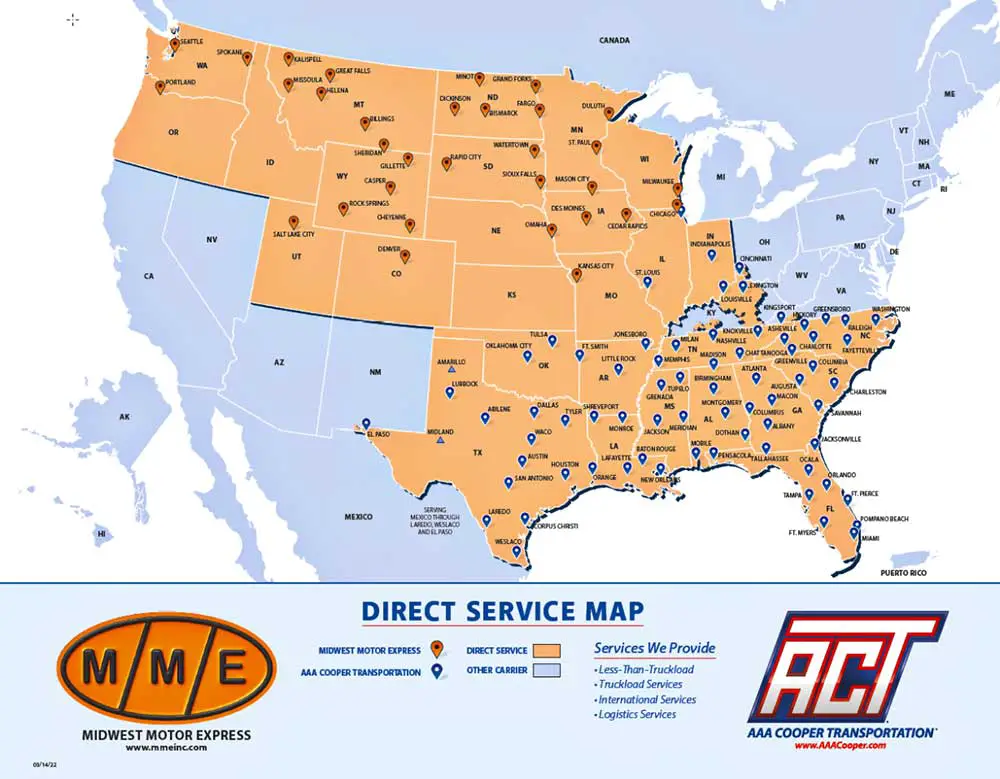 midwest motor express service map